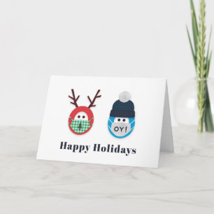 Humorous Masked Christmas and Hanukkah Holiday Card