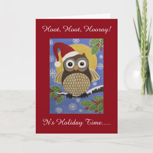 Humorous Owl, Holiday card (Front)