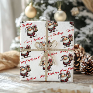 Humorous Playful Santa Cartoon Wrapping Paper