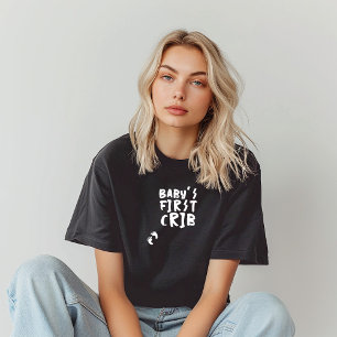 Humorous pregnancy baby fingerprint black white T-Shirt