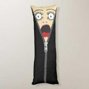 Humorous printed fake zipper body pillow