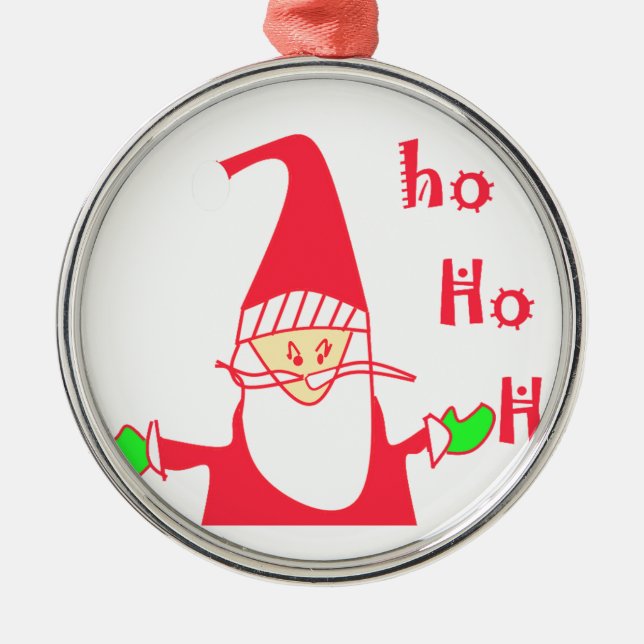 Humorous Santa Mouse: Unique Festive Art & Holiday Metal Ornament (Front)
