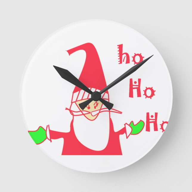 Humorous Santa Mouse: Unique Festive Art & Holiday Round Clock (Front)