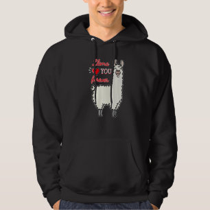 Humorous Statement Llama Heart Valentine's Day In Hoodie
