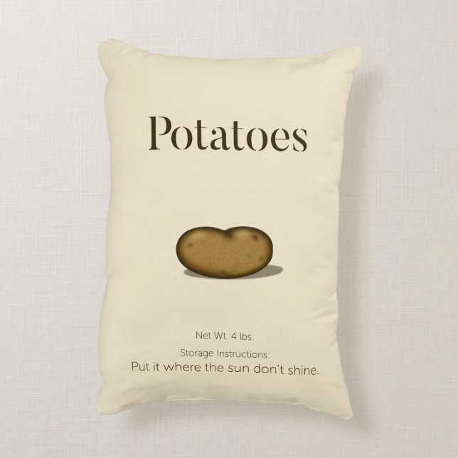 Humorous Storage Instructions Rustic Potato Sack Accent Pillow (Back(Vertical))