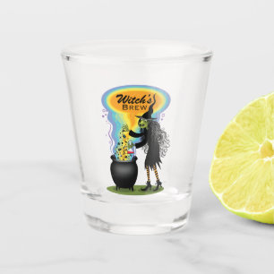 Humorous Witch's Brew With Boiling Cauldron Shot Glass