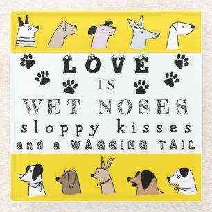 Humorous Words Dog & Pet Owner Glass Coaster