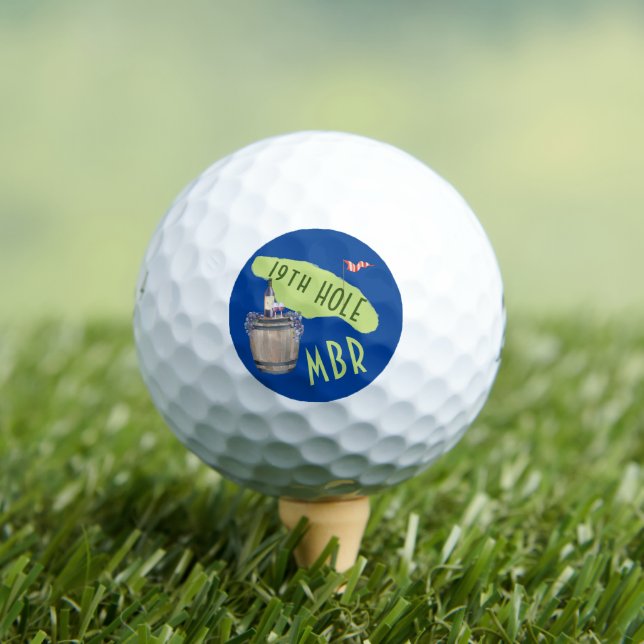 Humour 19TH Hole Wine Time Putt Initials Golf Ball (Insitu Tee)