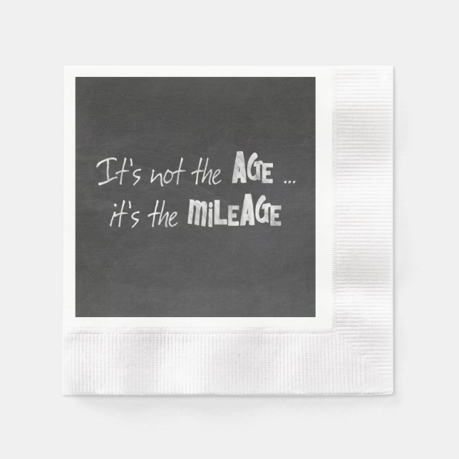 Humour about old age on chalkboard napkin (Front)