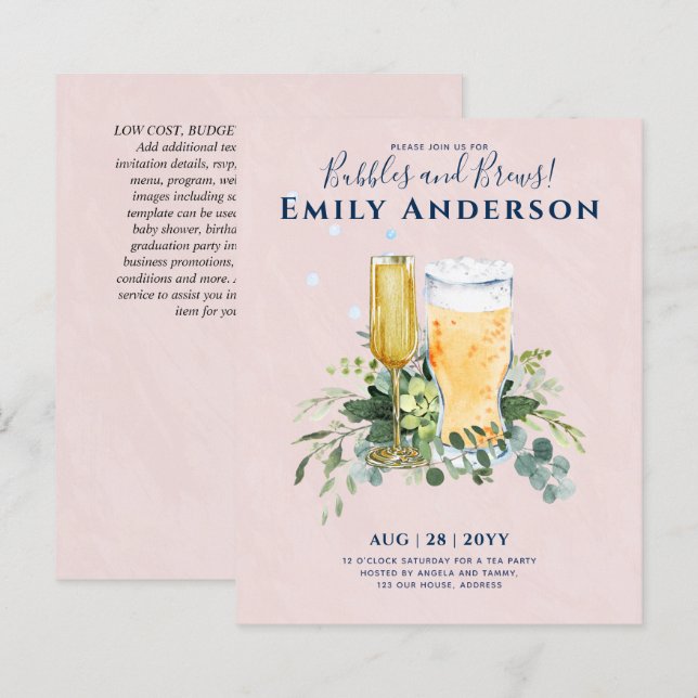 Humour Bubbles n Brews Beer Champers Bridal Shower (Front/Back)