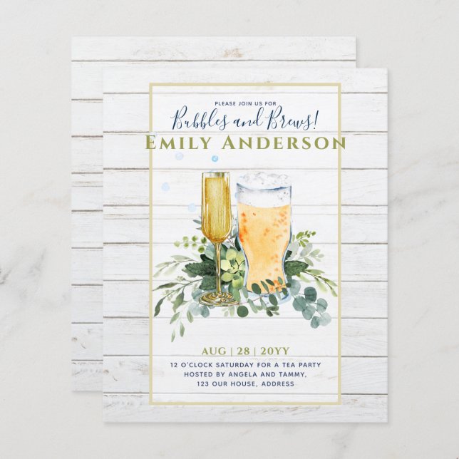 Humour Bubbles n Brews Beer Champers Bridal Shower (Front/Back)