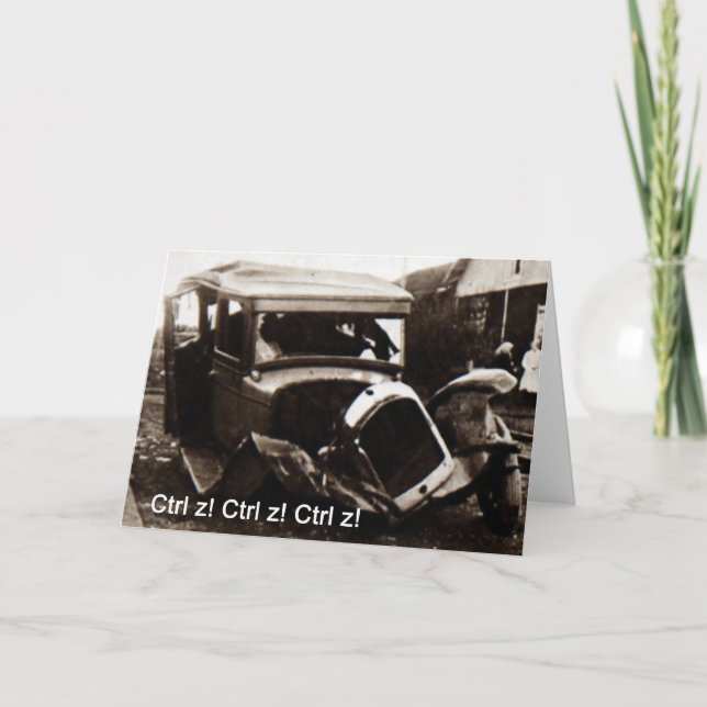 Humour d'accident de voiture de carte de voeux (Devant)