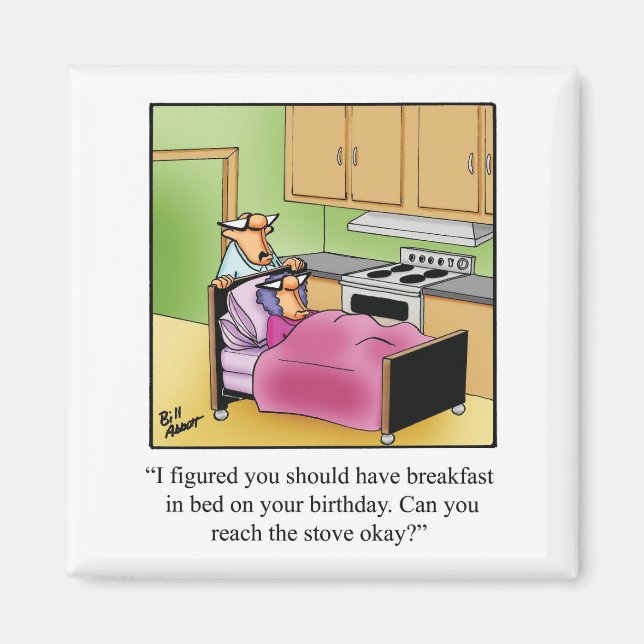 Humour D'Anniversaire Petit Déjeuner En Bed Magnet (Devant)