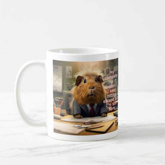 Humour de bureau Guinée Pig Échapper clé café Mug (Gauche)
