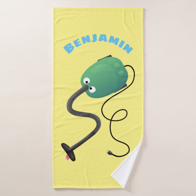 Humour de dessin animé de l'aspirateur mignon (Serviette de bain)