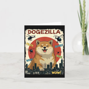 Humour Dogezilla Shiba Inu Dog Halloween Card
