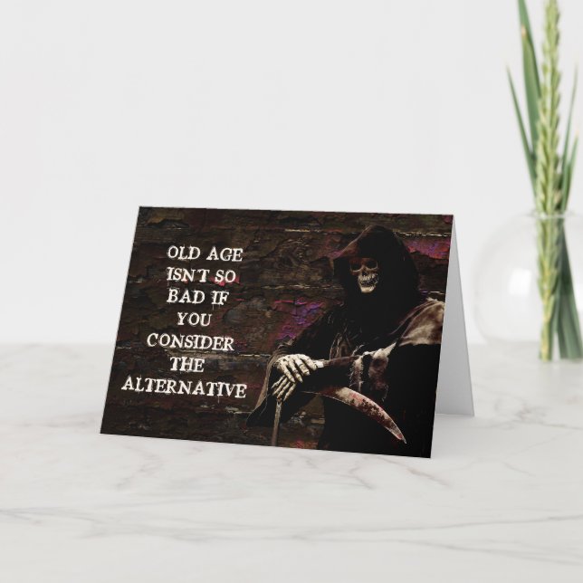Humour foncé Éffrayant Grim Reaper Carte d'anniver (Devant)