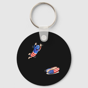 Humour Hot Dog Jumping Into Bun Sausage Bbq High Keychain