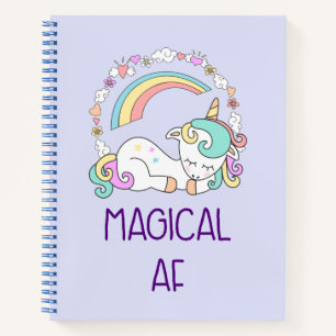 Humour - Magical AF. Unicorn, Rainbow & Cute Stuff Notebook