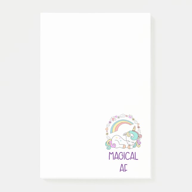 Humour - Magical AF. Unicorn, Rainbow & Cute Stuff Post-it Notes (Front)