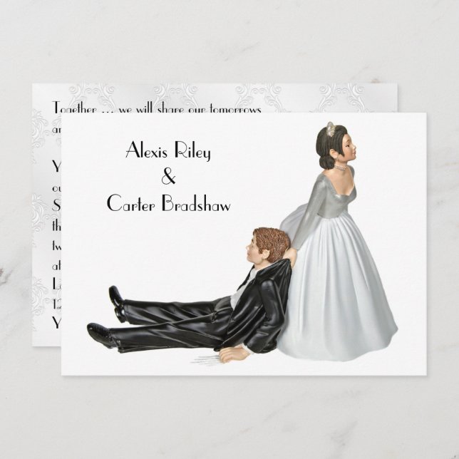 Humour mariage Sur Invitation Blanche (Devant / Derrière)