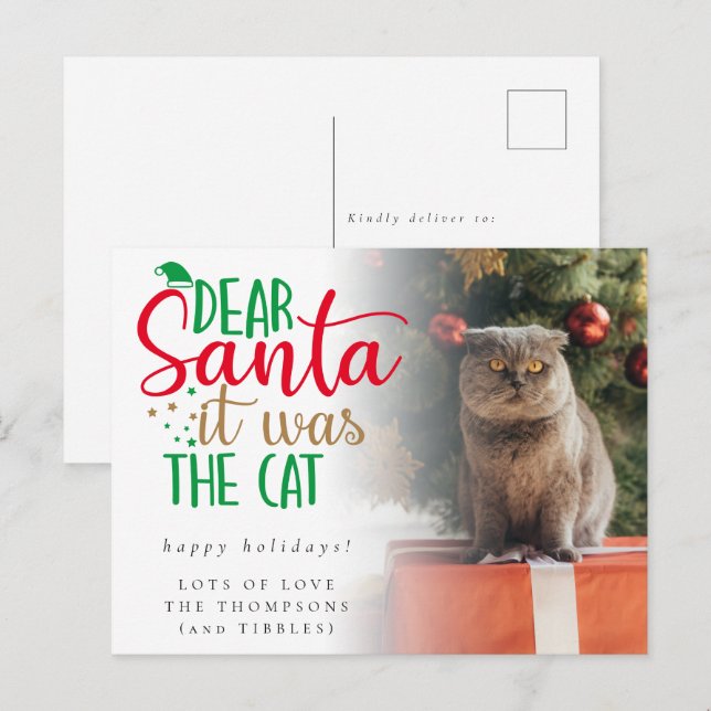 Humour Père Noël C'Était La Carte Postale Cat Phot (Devant / Derrière)