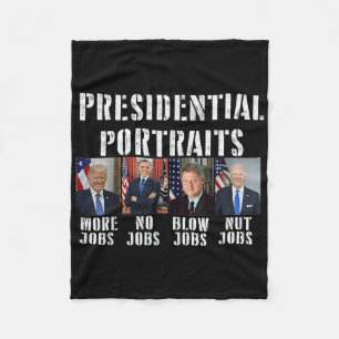 Humour Presidential Portraits Trump Obama Biden Cl Fleece Blanket