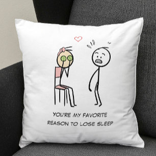 Humour Quote Stickman Facial Funny Valentines Day Throw Pillow