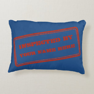 Humour Red Rubber Stamp Inspected by YOU Decorative Pillow
