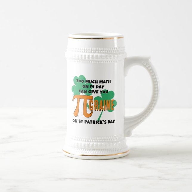 Humour St Patrick's Day Pi Day Math Monogram Beer Stein (Right)