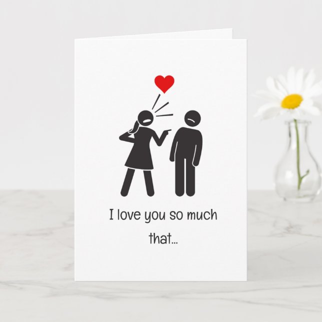 Humour Stickman Couple Joke Funny Valentines Day Card (Small Plant)