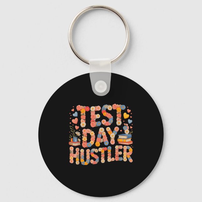Humour test day hustler mode on math ela squad keychain (Front)