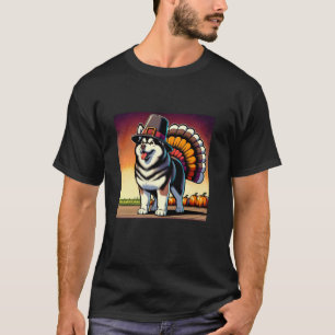 Humour Thanksgiving Turkey Alaskan Malamute Dog T-Shirt