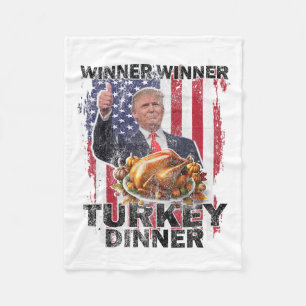 Humour Trump Vance Winner Winner Turkey Dinner Tha Fleece Blanket