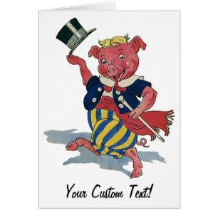 Humour Vintage, Cochon Heureux qui Danse