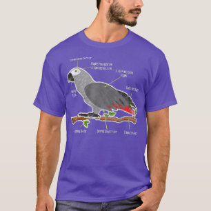 Humourous Anatomy of an African Grey Parrot Pet T-Shirt