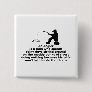 Humourous Angler's 2 Inch Square Button