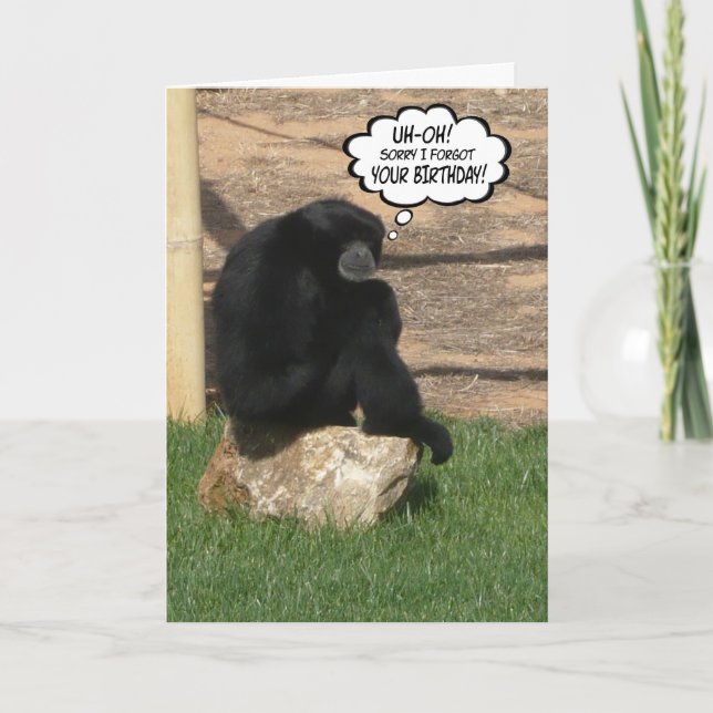 Humourous Belated Birthday Ape Card (Front)