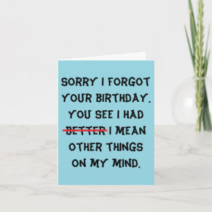 humourous belated birthday card