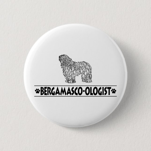 Humourous Bergamasco Dog 2 Inch Round Button (Front)