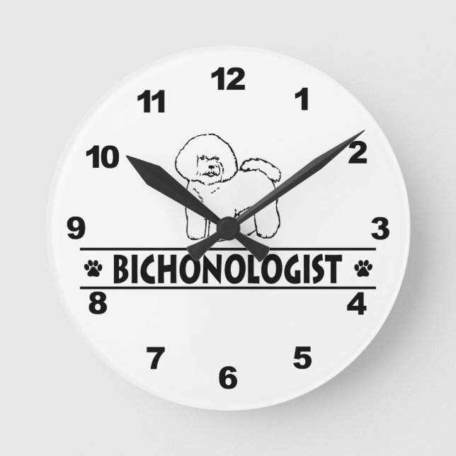 Humourous Bichon Frise Round Clock (Front)