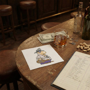 Humourous Bill Collector Character Napkin