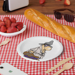 Humourous Bill Collector Character Paper Plate