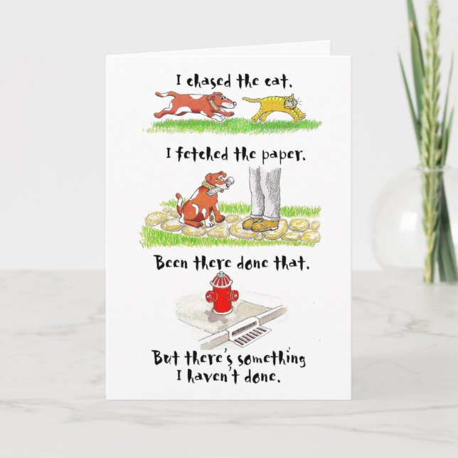 Humourous birthday card with dog character (Front)