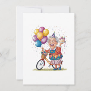 Humourous Birthday Gift for Grandma Riding Bike Invitation