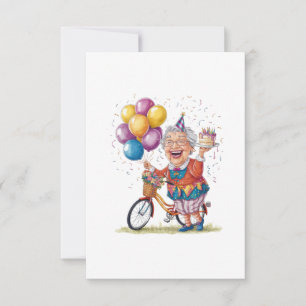 Humourous Birthday Gift for Grandma Riding Bike Thank You Card