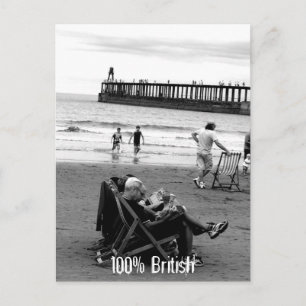 Humourous British at the Seaside in Monochrome Postcard
