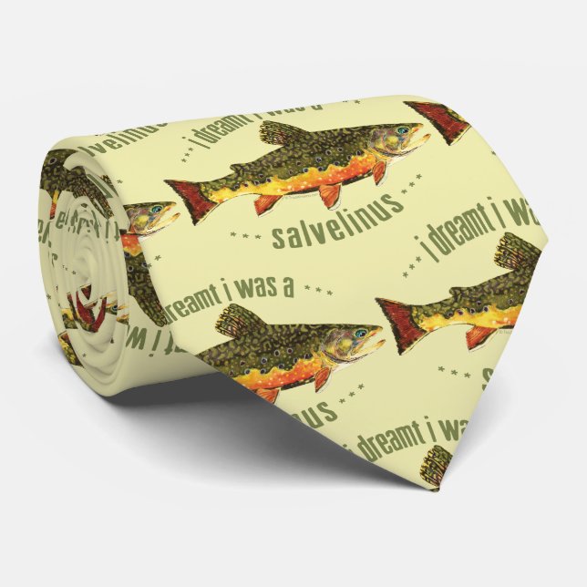 Humourous Brook Trout Fly Fishing Angler's Tie (Rolled)