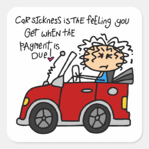 Humourous Car Sickness Square Sticker