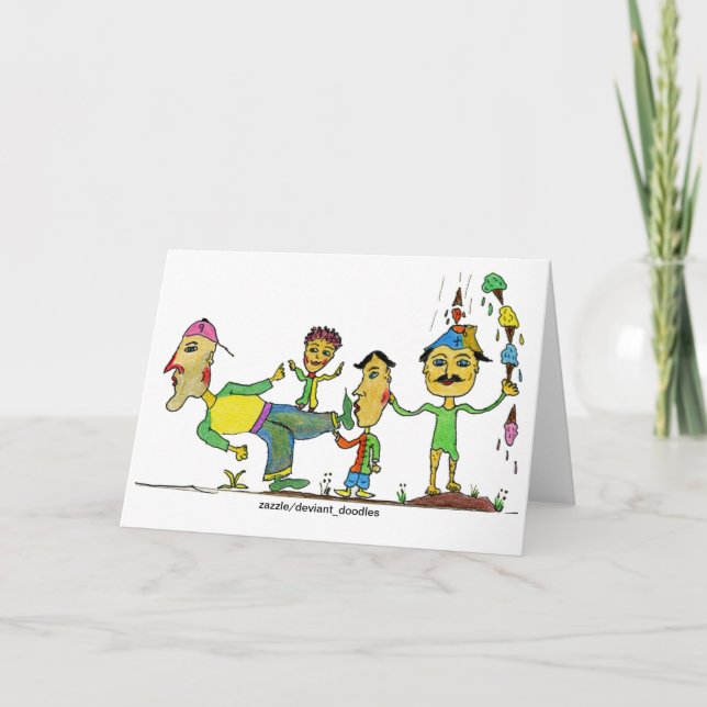 Humourous Cartoon Art Folded Greeting Card (Front)